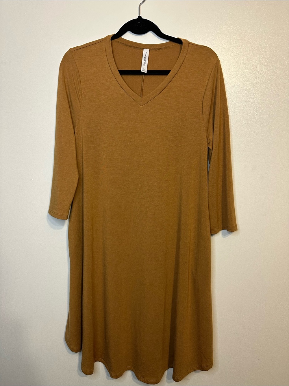 Zenana Premium Swing Dress with Pockets- Camel Brown
